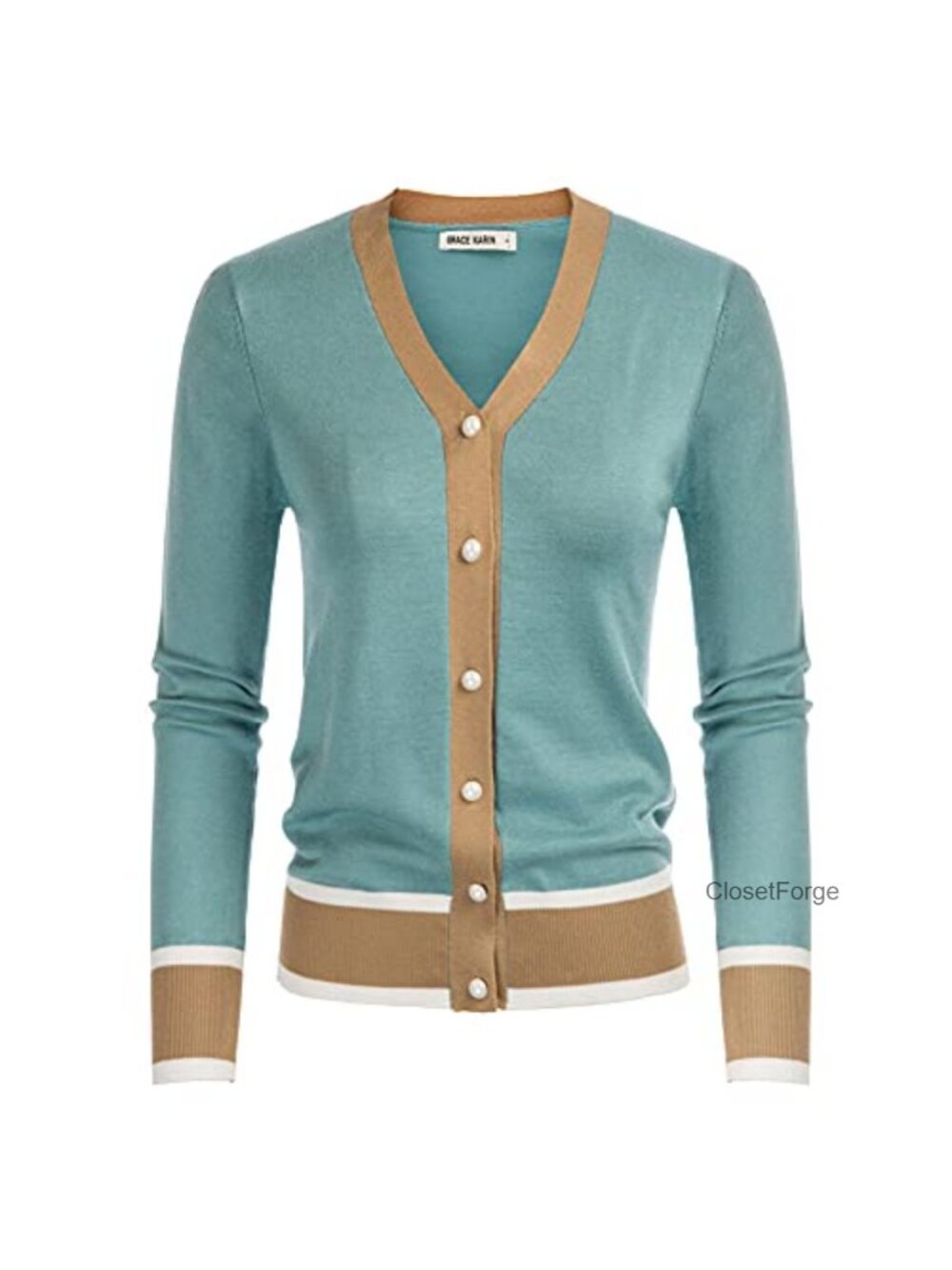 Cropped Cardigan Lightweight V-Neck Button Down Long Sleeve Slim Fit Women's
